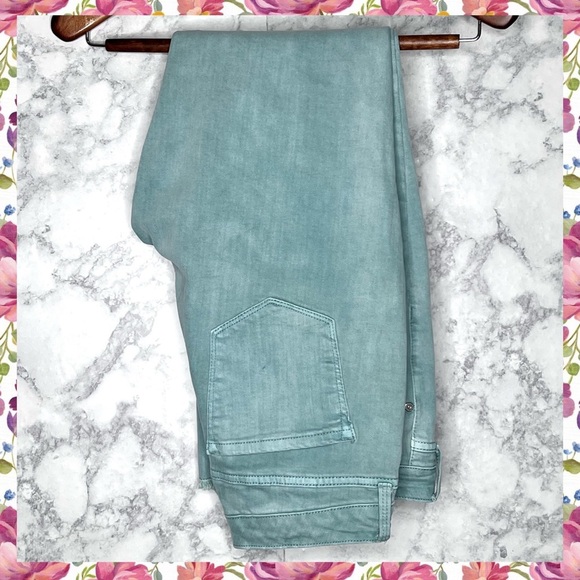Nine West Denim - Nine West Pastel Mint Green Skinny Ankle Gramercy Raw Hem Jeans Women’s 8